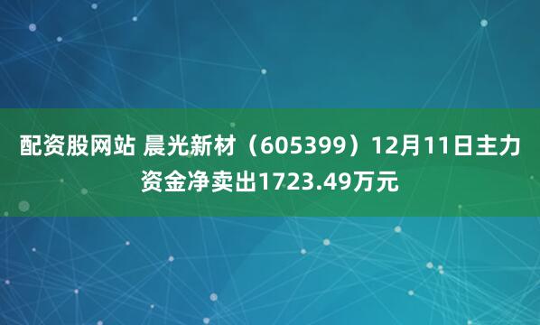 配资股网站 晨光新材（605399）12月11日主力资金净卖出1723.49万元